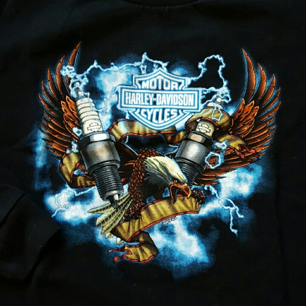 Harley Davidson black long sleeve boy cotton top t-shirt size S
